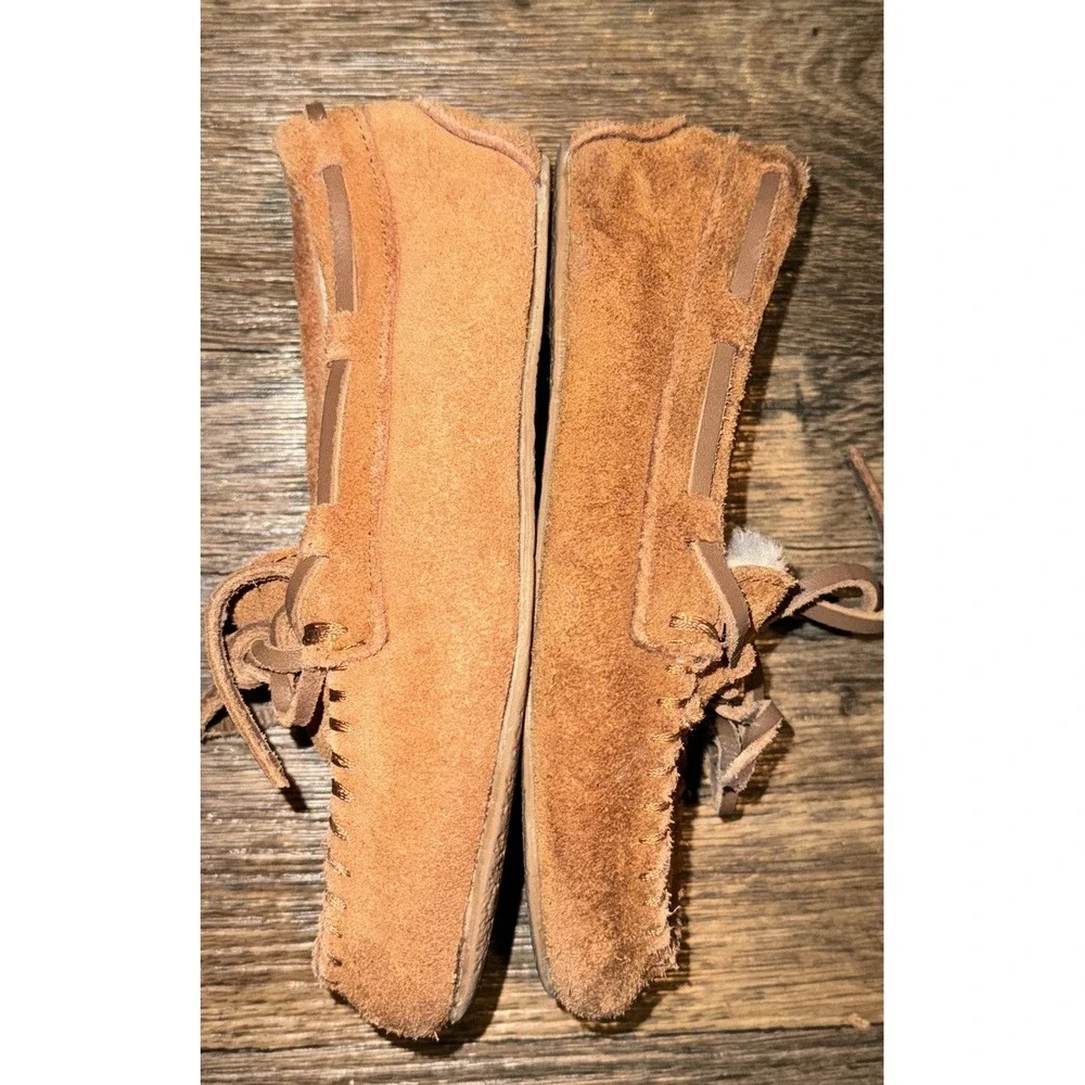 J Crew Crewcuts Moccasins Suede Faux Shearling Slippers Warm  Kids Youth Sz 12